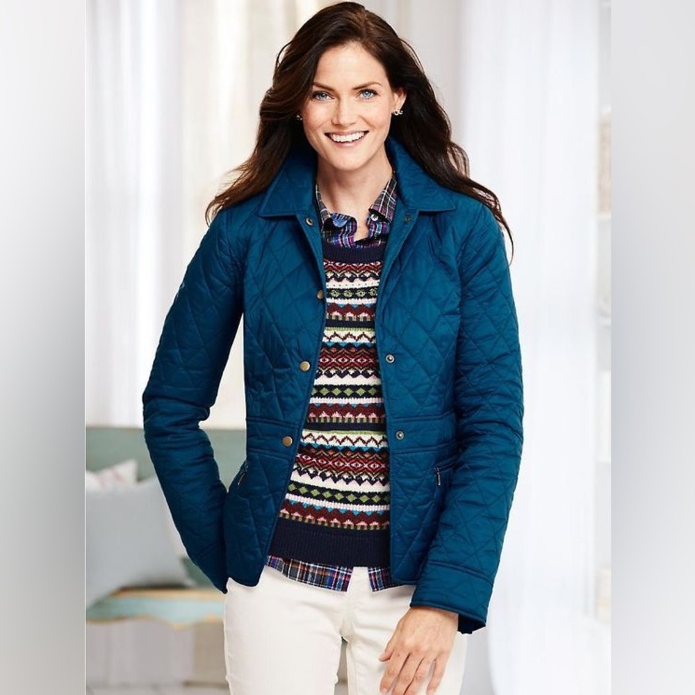 Talbots Diamond Quilted Puffer Jacket - Teal